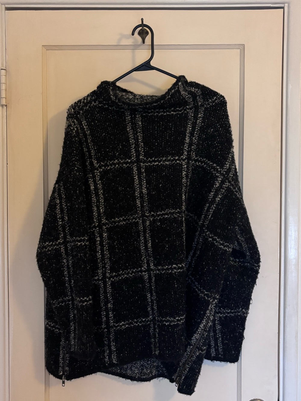 NOM Maternity Lia Cowl Neck Chunky Black Windowpane Sweater